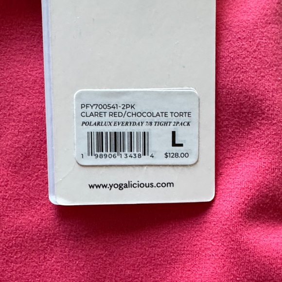 Yogalicious POLARLUX EVERYDAY 7/8 Coral and Chocolate tights Leggings NWT 2 pack - Picture 3 of 6